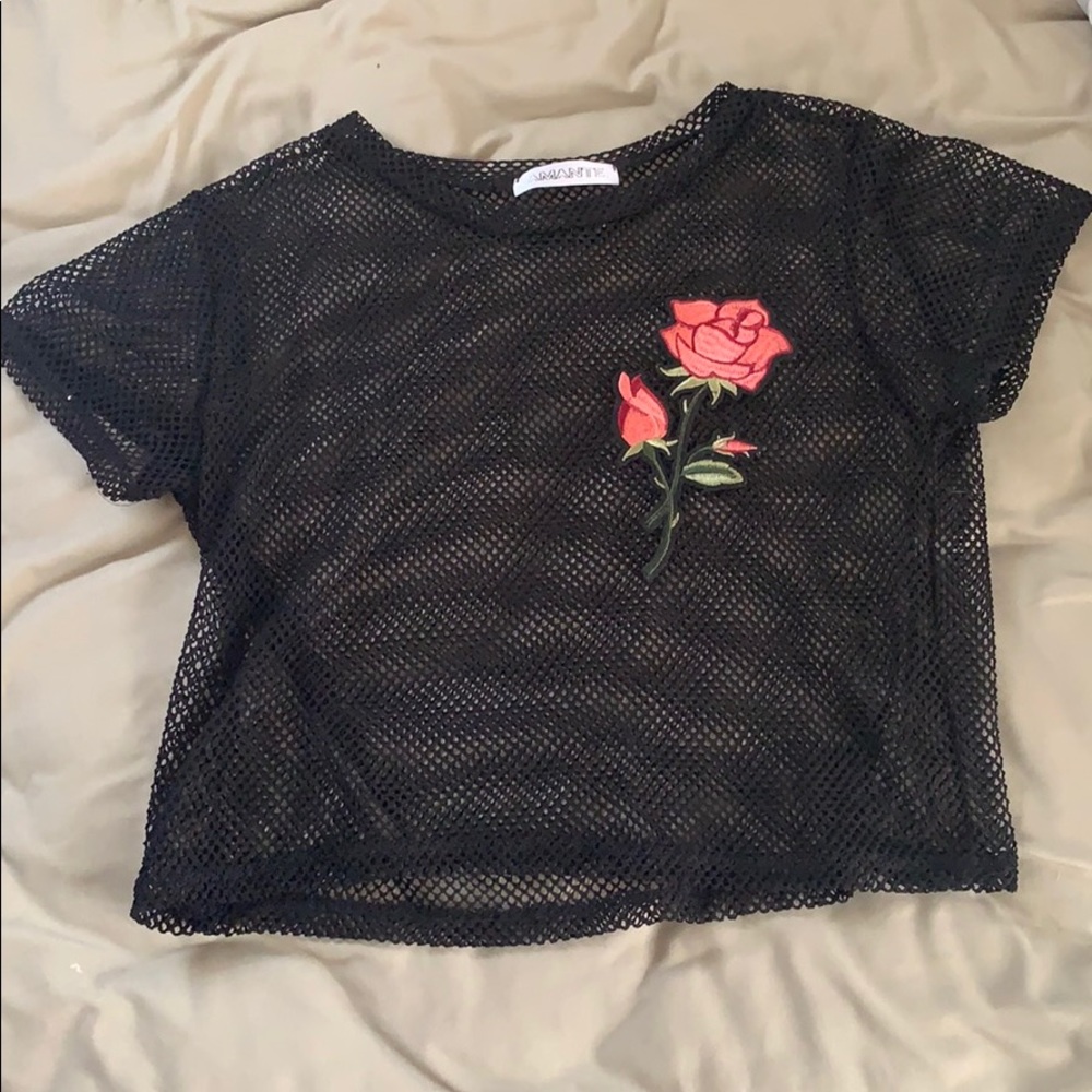 Black fishnet top. Size small